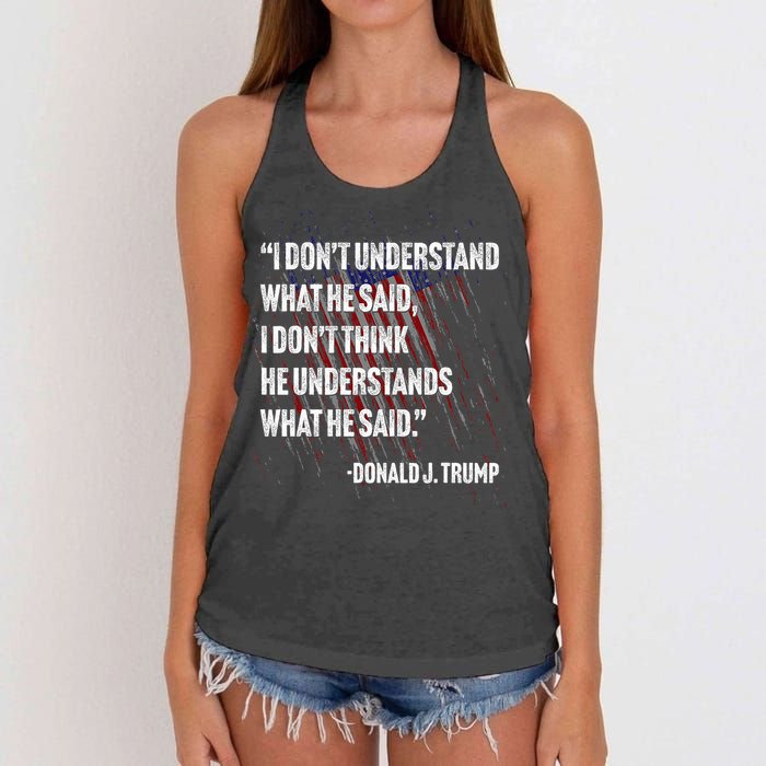 Trump Biden Presidential Debate 2024 Funny Women's Knotted Racerback Tank