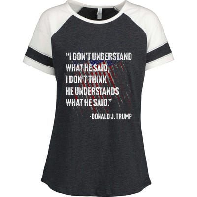 Trump Biden Presidential Debate 2024 Funny Enza Ladies Jersey Colorblock Tee