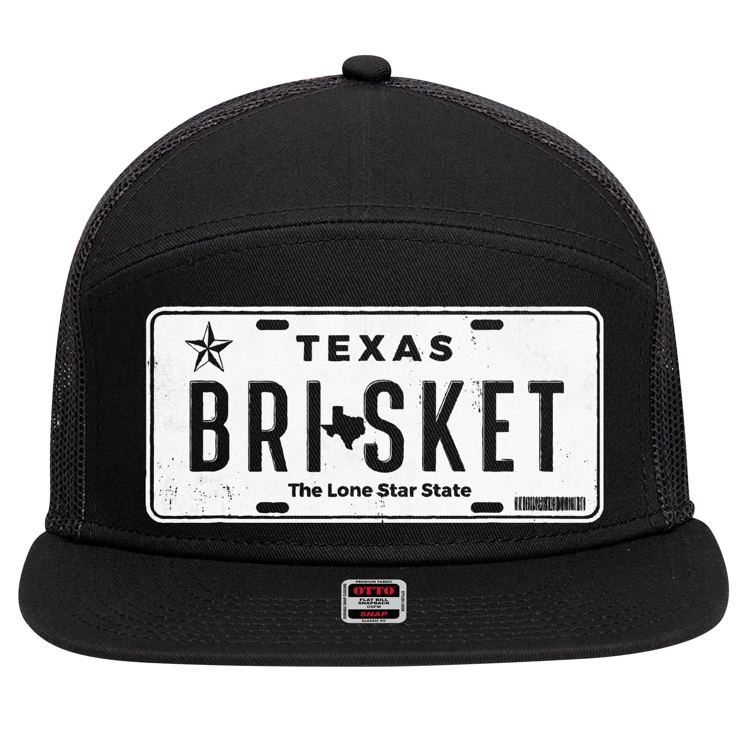 Texas Brisket Pitmaster BBQ Lover Smoker Grilling 7 Panel Mesh Trucker Snapback Hat