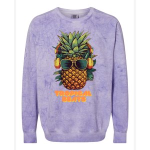 Tropical Beats Pineapple DJ Fun and Unique Summer Style Colorblast Crewneck Sweatshirt