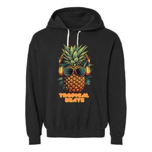 Tropical Beats Pineapple DJ Fun and Unique Summer Style Garment-Dyed Fleece Hoodie