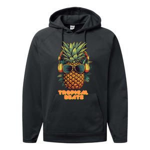 Tropical Beats Pineapple DJ Fun and Unique Summer Style Performance Fleece Hoodie