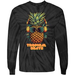 Tropical Beats Pineapple DJ Fun and Unique Summer Style Tie-Dye Long Sleeve Shirt