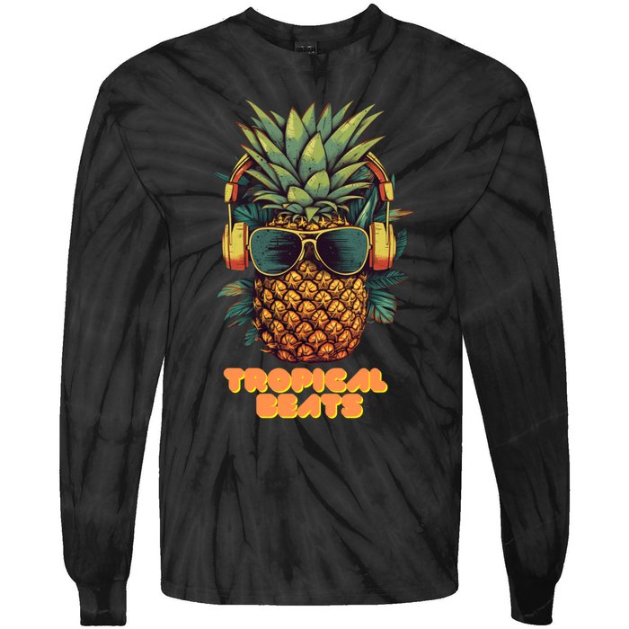 Tropical Beats Pineapple DJ Fun and Unique Summer Style Tie-Dye Long Sleeve Shirt