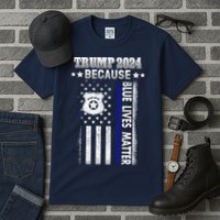 Trump Because Police Lives Matter Thin Blue Line Tall T-Shirt