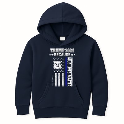 Trump Because Police Lives Matter Thin Blue Line Kids Hoodie