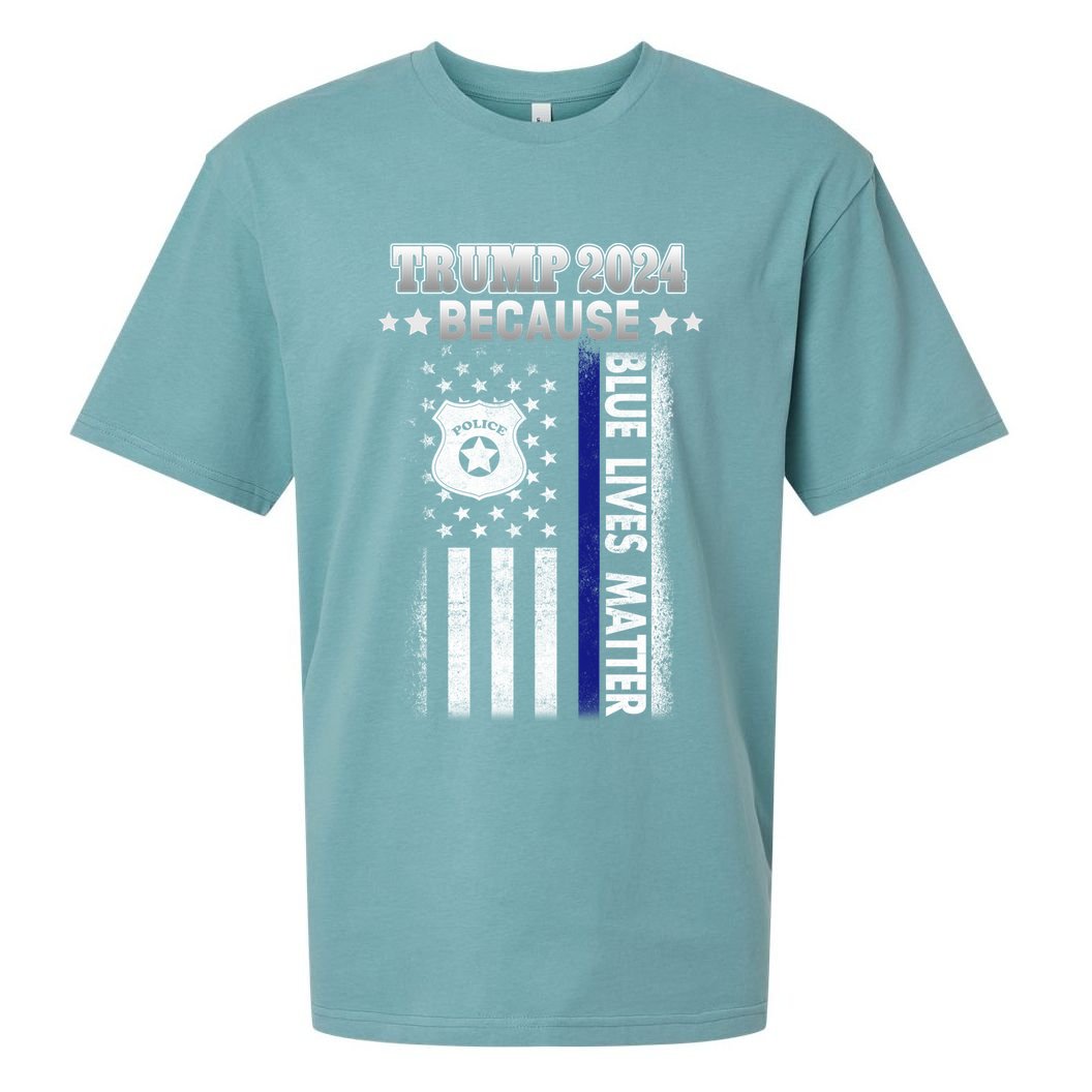 Trump Because Police Lives Matter Thin Blue Line Sueded Cloud Jersey T-Shirt