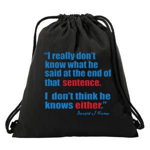 Trump Biden Presidential Debate 2024 Funny Quote Drawstring Bag