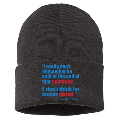 Trump Biden Presidential Debate 2024 Funny Quote Sustainable Knit Beanie