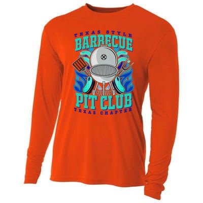 Texas Bbq Pit Club Griller Pitmaster Barbecue Lover Gift Cooling Performance Long Sleeve Crew