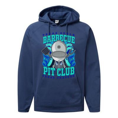 Texas Bbq Pit Club Griller Pitmaster Barbecue Lover Gift Performance Fleece Hoodie