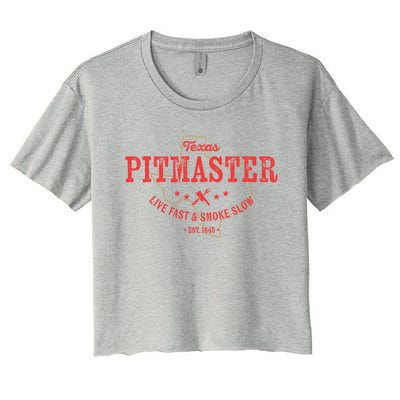 Texas Bbq Pitmaster For Meat Smoking Grilling Barbecuing Dad Meaningful Gift Women's Crop Top Tee