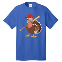 Turkey Baseball Pilgrim Thanksgiving Thankful Grateful Gift Tall T-Shirt