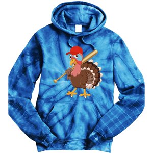 Turkey Baseball Pilgrim Thanksgiving Thankful Grateful Gift Tie Dye Hoodie