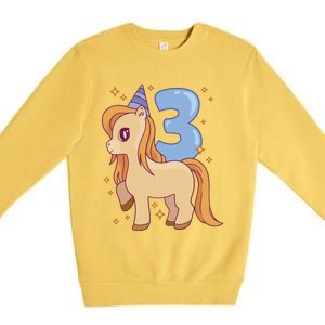 Third Birthday Pony Gift Premium Crewneck Sweatshirt