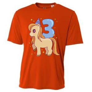 Third Birthday Pony Gift Cooling Performance Crew T-Shirt