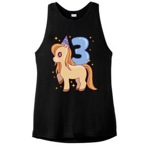 Third Birthday Pony Gift Ladies PosiCharge Tri-Blend Wicking Tank