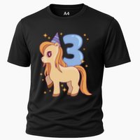 Third Birthday Pony Gift Cooling Performance Crew T-Shirt