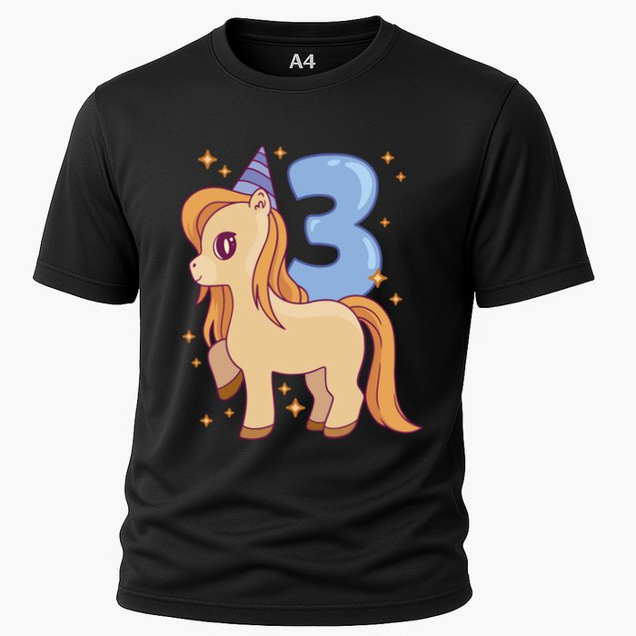 Third Birthday Pony Gift Cooling Performance Crew T-Shirt