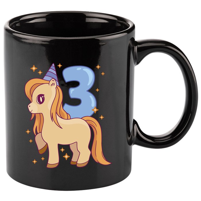 Third Birthday Pony Gift 11oz C Handle Ceramic Mug