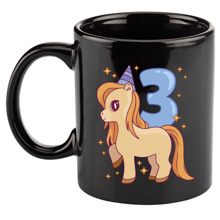 Third Birthday Pony Gift 11oz C Handle Ceramic Mug