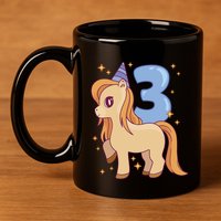 Third Birthday Pony Gift 11oz C Handle Ceramic Mug