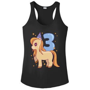 Third Birthday Pony Gift Ladies PosiCharge Competitor Racerback Tank