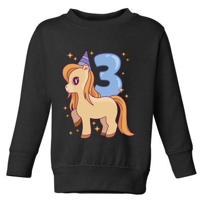 Third Birthday Pony Gift Toddler Sweatshirt