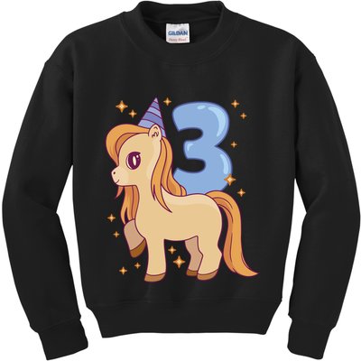 Third Birthday Pony Gift Kids Sweatshirt