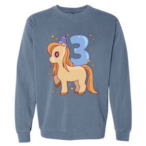 Third Birthday Pony Gift Garment-Dyed Sweatshirt