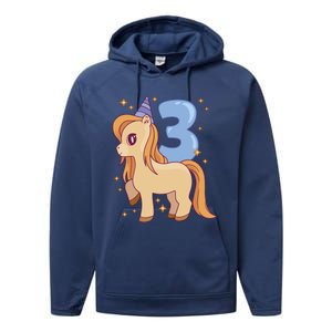 Third Birthday Pony Gift Performance Fleece Hoodie