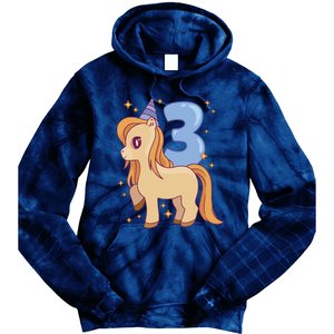 Third Birthday Pony Gift Tie Dye Hoodie