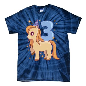 Third Birthday Pony Gift Tie-Dye T-Shirt