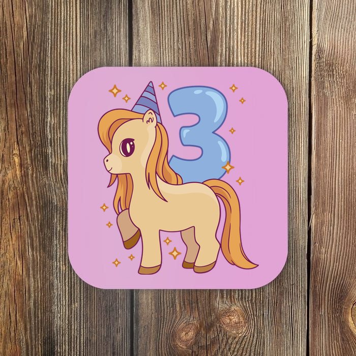 Third Birthday Pony Gift Coaster