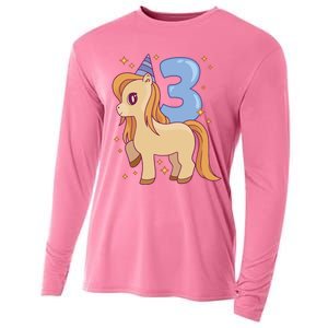 Third Birthday Pony Gift Cooling Performance Long Sleeve Crew