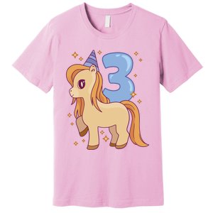 Third Birthday Pony Gift Premium T-Shirt