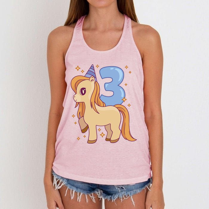 Third Birthday Pony Gift Women's Knotted Racerback Tank