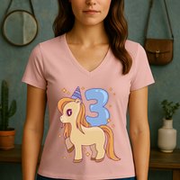 Third Birthday Pony Gift Women's V-Neck T-Shirt