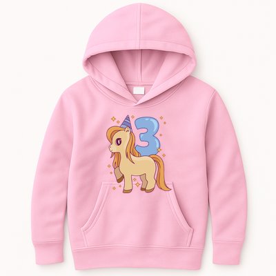 Third Birthday Pony Gift Kids Hoodie