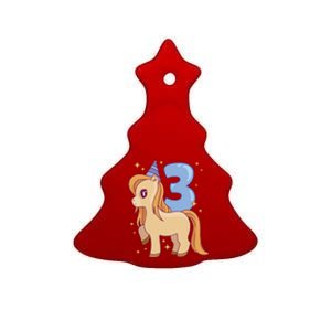 Third Birthday Pony Gift Ceramic Tree Ornament