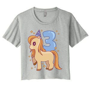 Third Birthday Pony Gift Women's Crop Top Tee