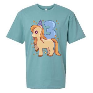 Third Birthday Pony Gift Sueded Cloud Jersey T-Shirt