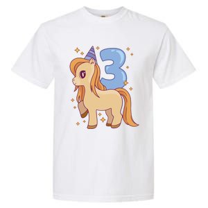 Third Birthday Pony Gift Garment-Dyed Heavyweight T-Shirt