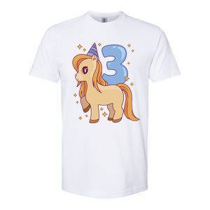 Third Birthday Pony Gift Softstyle CVC T-Shirt