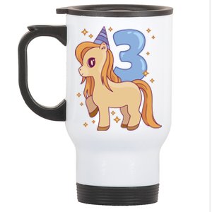 Third Birthday Pony Gift Stainless Steel Travel Mug