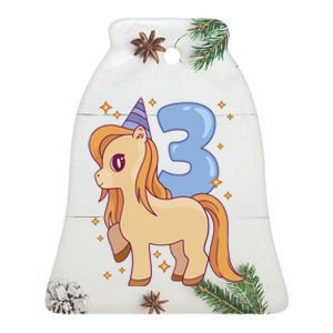 Third Birthday Pony Gift Ceramic Bell Ornament