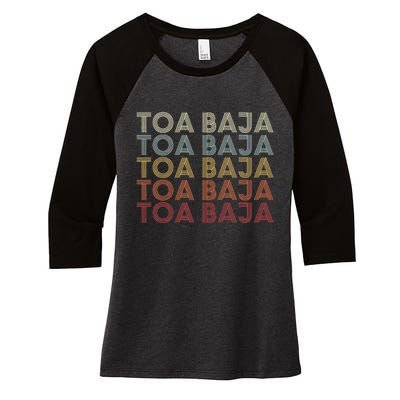 Toa Baja Puerto Rico Toa Baja Pr Vintage Text Women's Tri-Blend 3/4-Sleeve Raglan Shirt