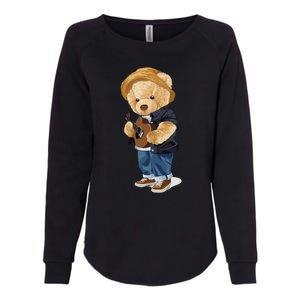 Teddy Bear Plays Guitar | Funny Gifts For Guitar Players Womens California Wash Sweatshirt