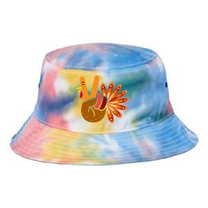 Thanksgiving Blessed Peace Hand Sign Thankful Turkey Gift Tie Dye Newport Bucket Hat