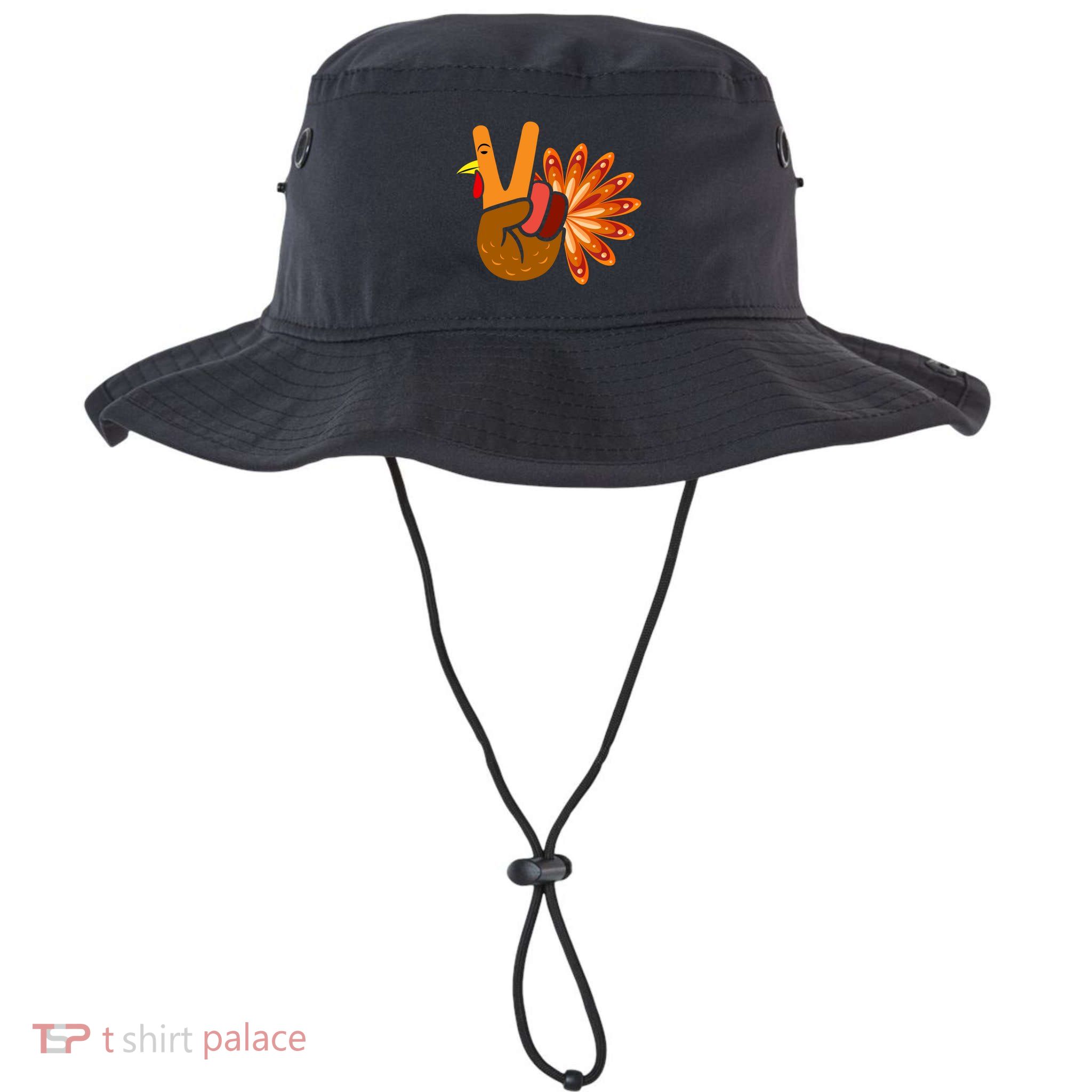 Thanksgiving Blessed Peace Hand Sign Thankful Turkey Gift Bucket Hat